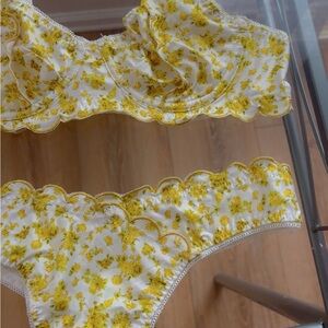 Yellow& White Floral Cheeky Bikini